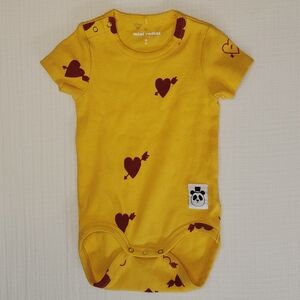 Mini Rodini Yellow Bodysuit with Heart Design